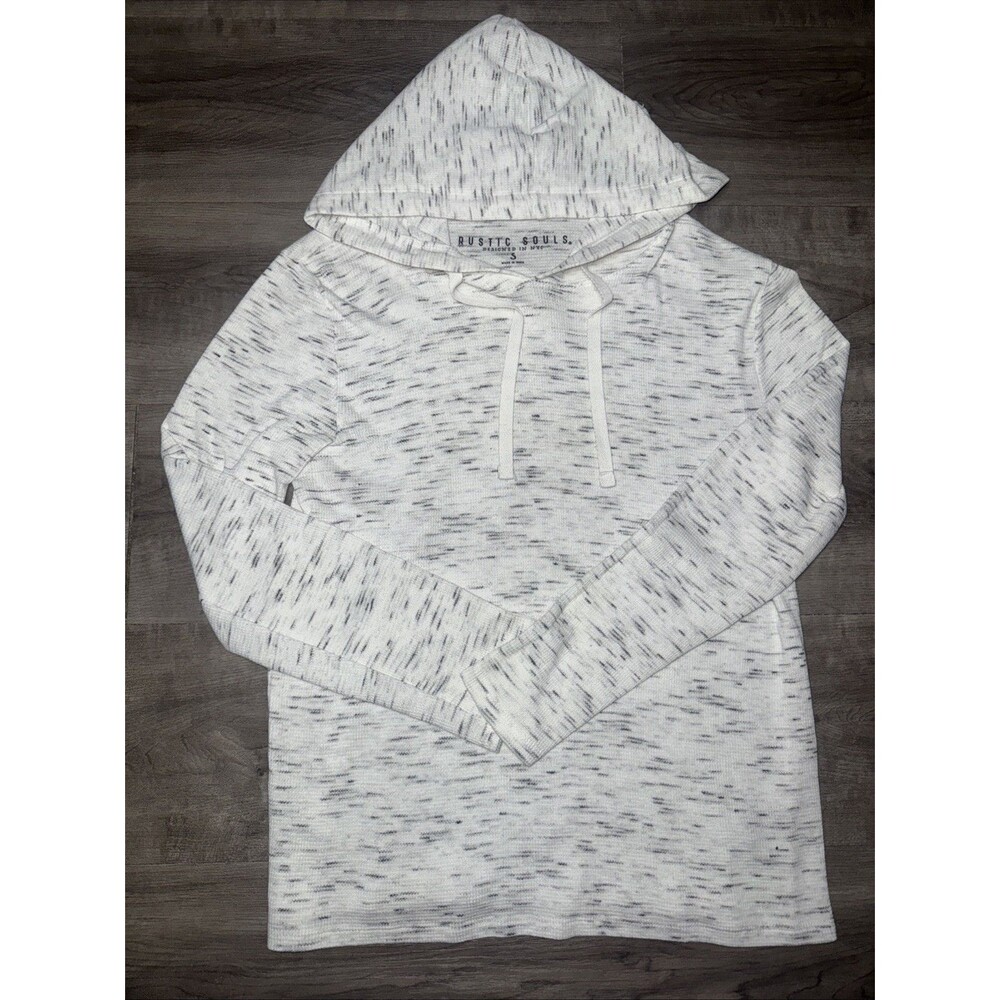 Rustic Souls Size Small White Hooded Thermal Sweater Sweatshirt Hoodie